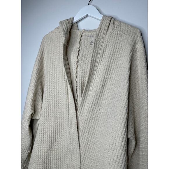 American Eagle Size Large Waffle Knit Layering Cardigan Beige Tan Loungewear - Picture 4 of 10